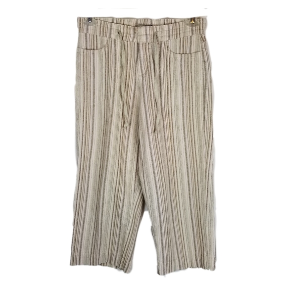 Lee Woman Capris Pants Sz 4 Linen Blend Stripes - Picture 5 of 5
